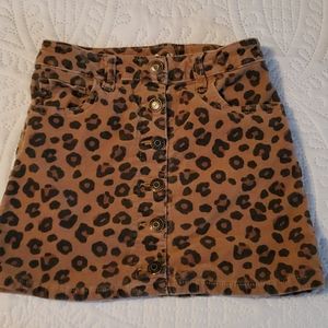 Girls leopard print cord skirt